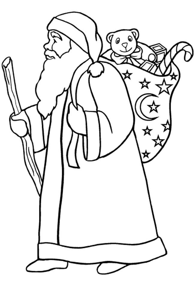 coloriage le pere noel avec son sac de jouets